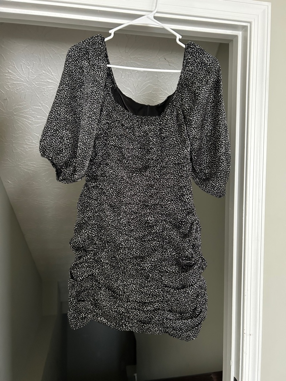 Brave Soul Black and White Puff Sleeve Mini Dress